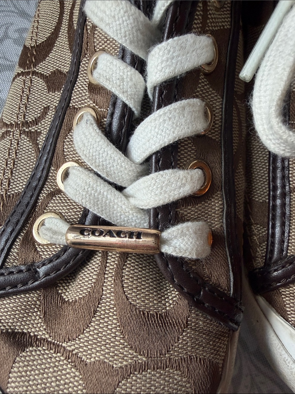 Coach Brown Signature Canvas Low-Top Sneakers with Cream Laces - Picture 7 of 7